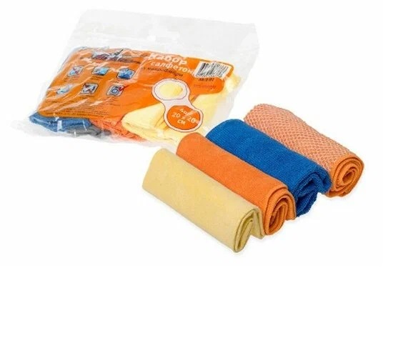 Салфетка набор микрофибра 20*20см AIRLINE 4 шт AB-V-02