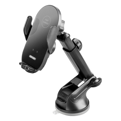 Держатель телефона на лобовое стекло/панель/дефлектор сенсорный SKYWAY штанга телеск. с беспр.зарядк